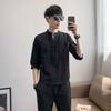 Three-quarter Sleeve T-shirt Suit Men's Plus Size Chinese Style Loose Top Youth Thin Summer T-shirt Two-piece Suit