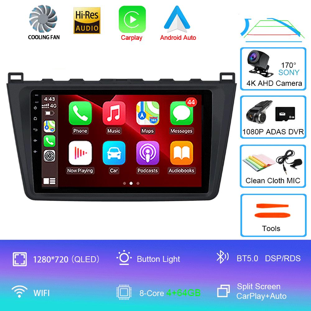 Android14 Carplay Автомагнитола для Mazda 6 GH 2007 2008 2009 2010 2011 2012 Мультимедиа GPS Видеоплеер Стерео 2din Головное Устройство