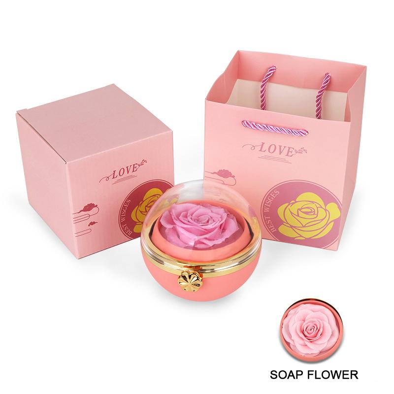 Вращающаяся шкатулка для украшений ко Дню святого Валентина, декоративная вечная цветочная упаковка для дня рождения, прозрачная подарочная коробка, аксессуары