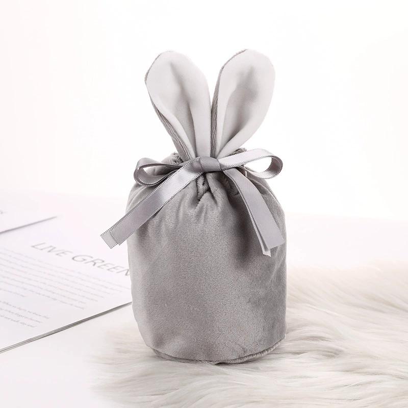 Rabbit Ears Gift Bag Easter Decoration Velvet Bag Chocolate Candy Drawstring Bag Home Baby Shower Birtyday Wedding Party Decor