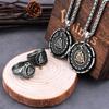 Vintage Viking Dragon Ouroboros Pendant Necklace Men's Viking Odin Triangle Rune Amulet Stainless Steel Necklace Jewelry As Gift