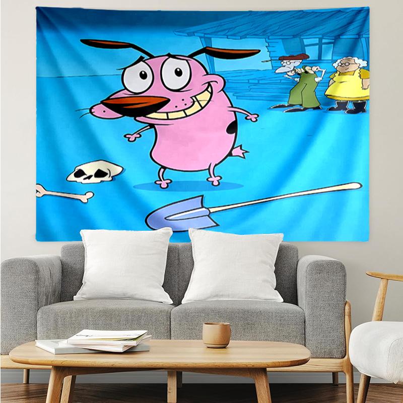 Courage the Cowardly Dog Tapestry for Bedroom Aesthetic Classroom Tapestries Wall Hanging for Living Room Dorm Office,Ideal Creative Gift