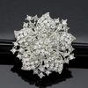 Brooch Pin Anti-rust Silver Plated Brooch Rhinestone Round Blossom Flower Breastpin for Dating Wedding Party