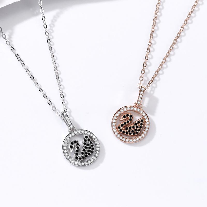 Swan Necklace Female Niche Light Luxury Fashion Versatile Temperament Advanced Full Diamond Black Swan Collarbone Chain Female Quality