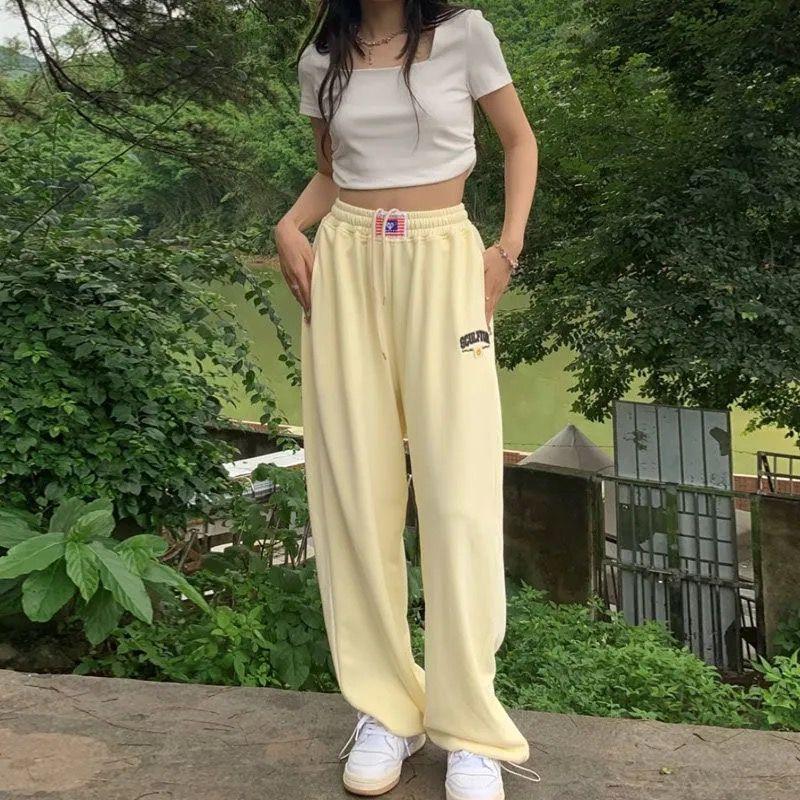Женская одежда Спортивные штаны для бега Большие размеры Harajuku Мешковатые спортивные брюки Kpop Прямые широкие брюки Корейский стиль Мода