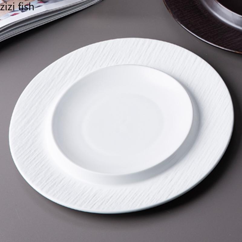 Круглая керамическая обеденная тарелка, суповая тарелка, тарелки для стейков в западном стиле, фруктовая тарелка, салатница, тарелки для суши, блюдо для димсамов, диск для жала