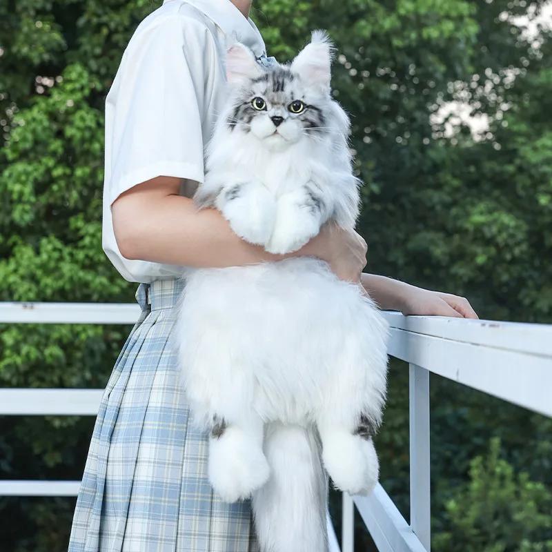 Полностью ручная работа, имитация плюшевого кота, рюкзак, модная и милая белая кошка, наплечная сумка для женщин, изысканные подарки на день рождения для девочки