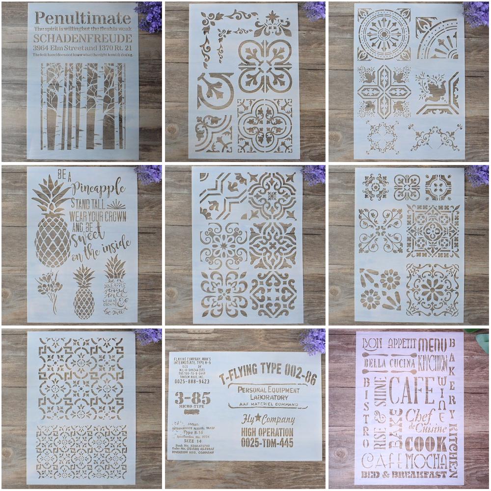 A4 Size Decorative Tile Stencil Template Painting Stencils for DIY Crafts Scrabooking Painting On Wood,Canvas,Floor,Wall and Tile