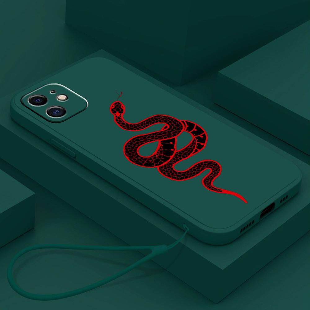 N73 Черный золотой змеиный дизайн с ремешком Силиконовые чехлы для телефонов с прямыми краями для Xiaomi Poco X5 Redmi Note13 Pro 12C Realme C55 Противоударный чехол Huawei