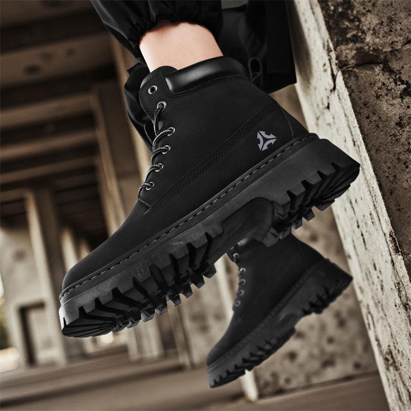 New Fashion Autumn And Winter Men's High Top Martin Boots Students Male Boys Trending Soft Sole Work Shoes Labor Protection Martin Sneakers