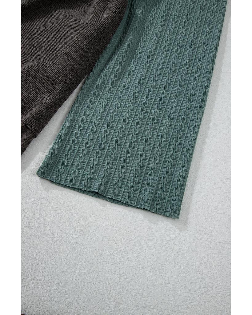 Azura Exchange Лаврово-зеленый смешанный текстурированный цветной пэчворк с широкими рукавами, потертостями, высоким и низким вырезом, капюшоном