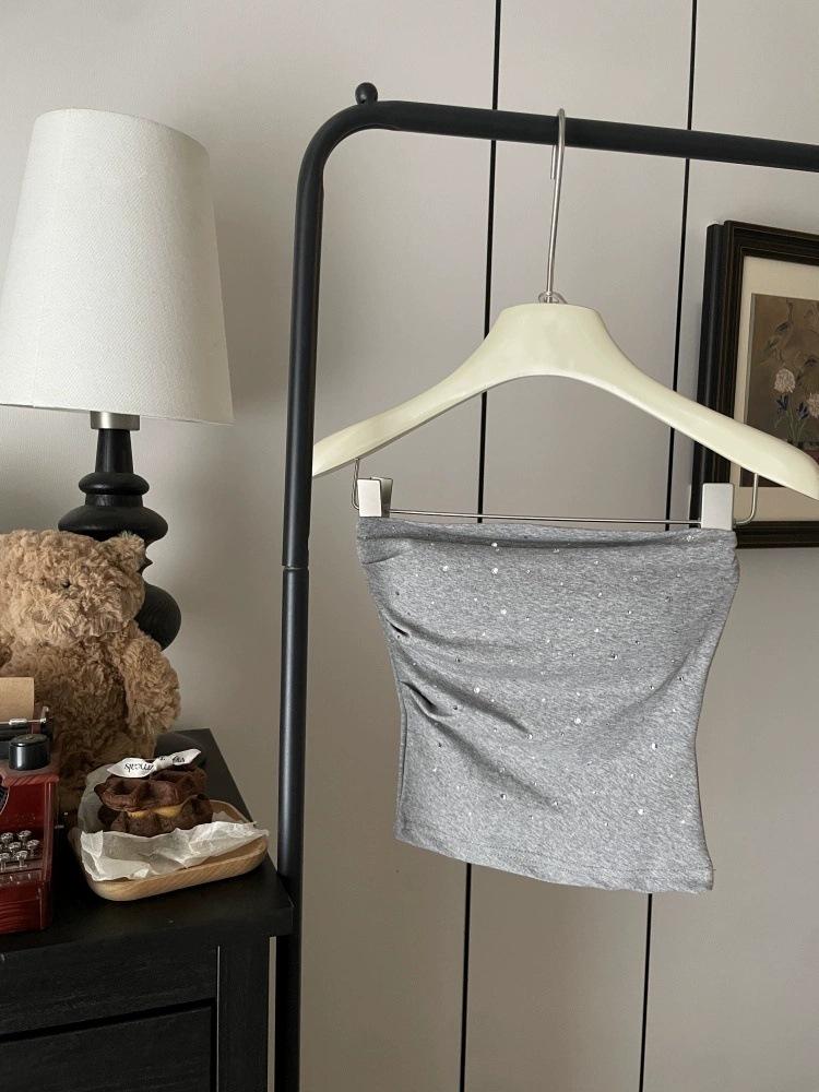 Горячий стразовый облегающий бандажный топ-майка - Женская летняя одежда для дома и улицы