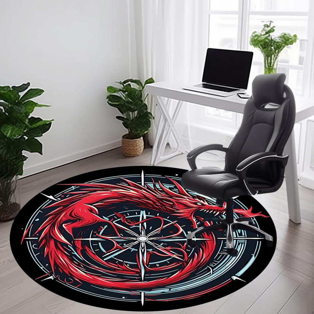 1pc Dragon Compass Office Round Area Rug, Under Office Chairs Bedroom Living Room Home Decor, Room Deco, Available in Various Sizes