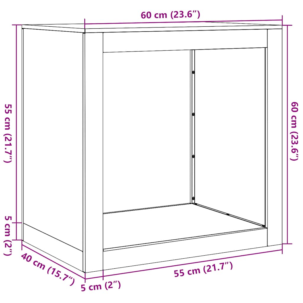 Firewood Rack 60 x 40 x 60 cm Weatherproof Steel