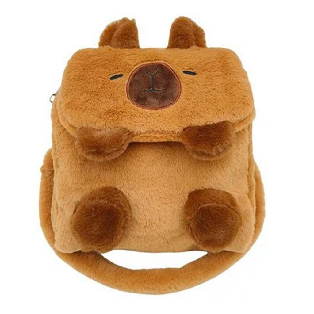 Plush Capybara Backpack Cute Cartoon Animal Stuffed Dolls Shoulder Bag for Students Teens School Bag Crossbody Handbag