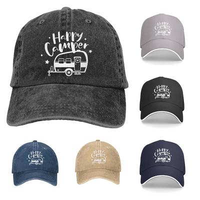 Бейсбольная кепка Happy Camper, шляпа для папы, регулируемая хлопковая джинсовая кепка унисекс, повседневная кепка Snapback для отпуска, путешествий и путешествий