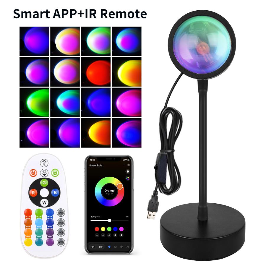 USB светодиодный проектор ночник RGB закат атмосфера ночник с пультом дистанционного управления для спальни трансляция фотография фон декор
