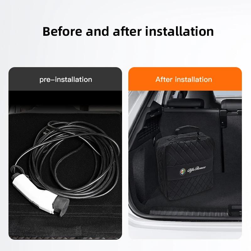 Hub Caps Car Charging Cable Storage Bag Trunk Organizer For Alfa Romeo 147 MiTo Giulia 156 159 Stelvio 4C Giulietta Brera Disco XGHIJ1