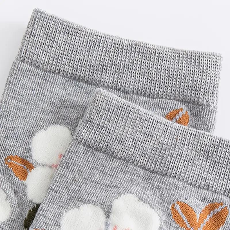 5 пар женских хлопковых носков с цветочным принтом, винтажные носки с рисунком, новинка, теплые повседневные модельные носки с оборками до щиколотки