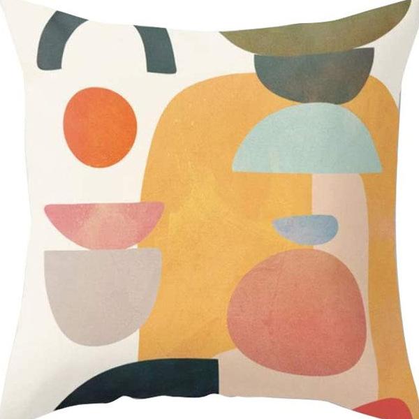 Modern Minimalist INS Rainbow Pillowcase Fresh Printed Linen Cushion Pillowcase Living Room Sofa