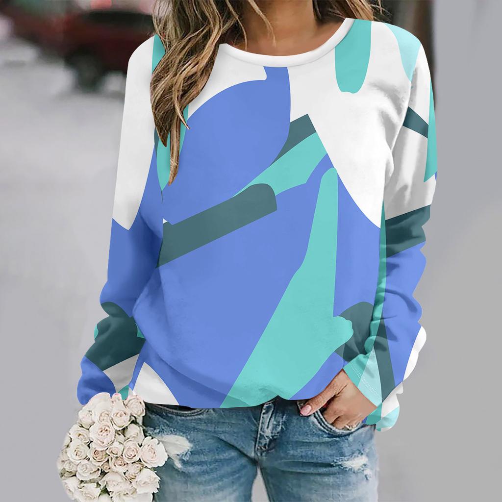 2025 Autumn and Winter New Fashion Round Neck Long Sleeve Printed Elegant Casual Loose Hoodie