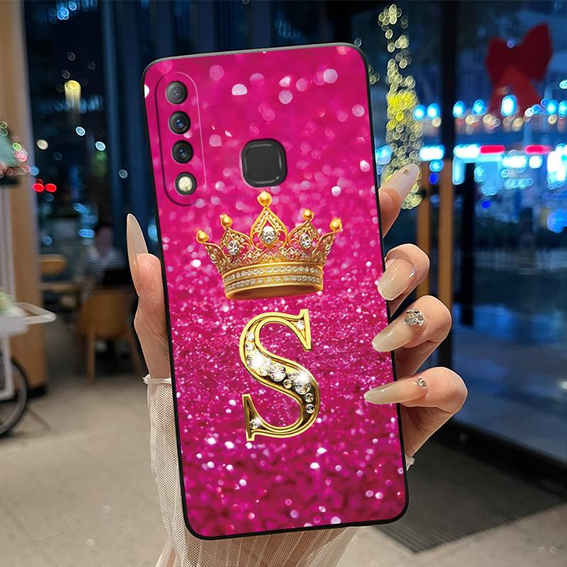 Красивый чехол-корона с буквами от А до Я для Infinix S4 Smart3 Plus X626 X267, черный, из мягкого силикона, противоударный
