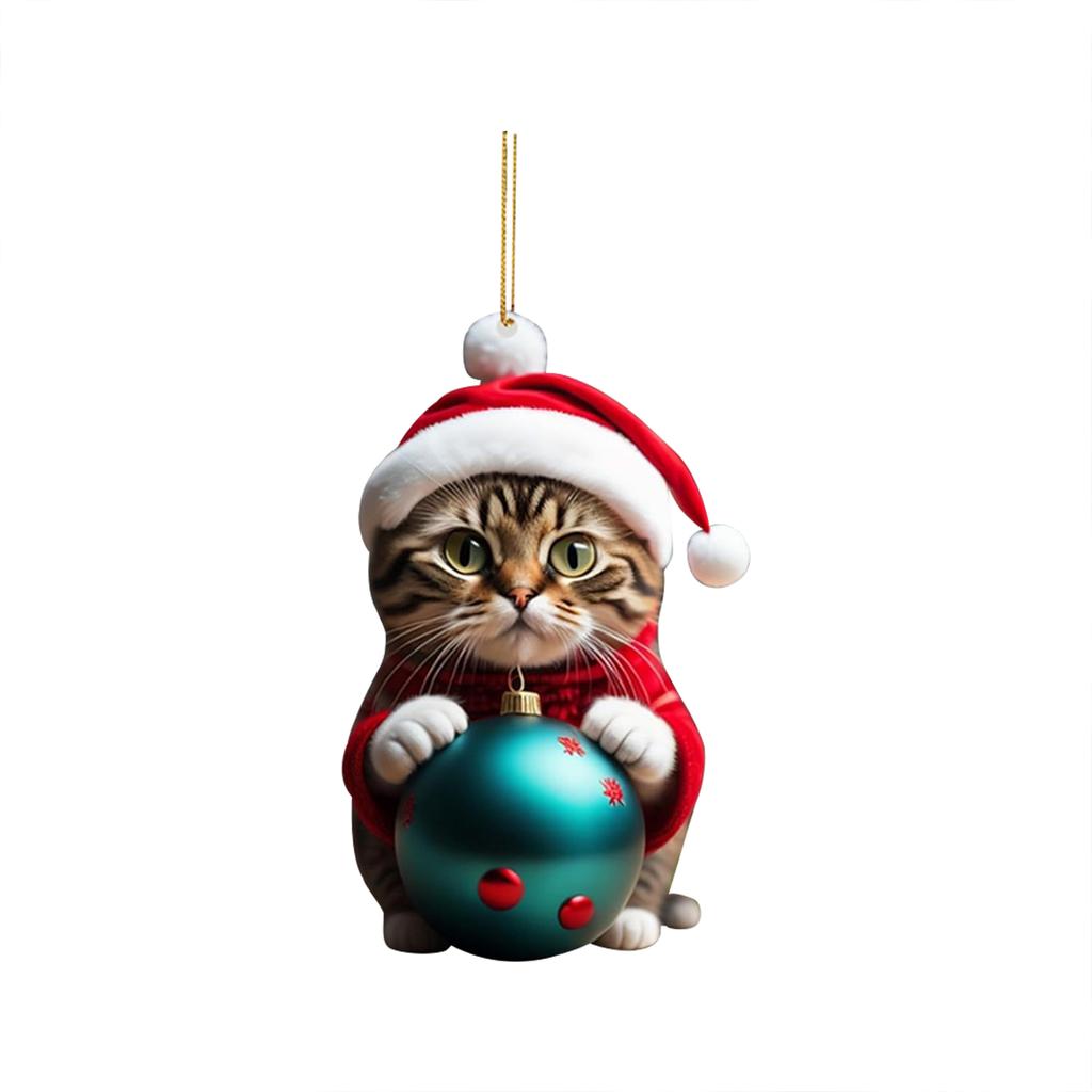 Christmas Cute Kitten Pendant Christmas Tree Cat Hanging Oranment New Year 2024 Gift Xmas Decoration For Home Decor AVE