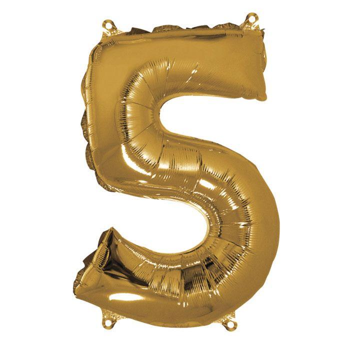 Ballon Chiffre 5, 40cm, 1pce. , or