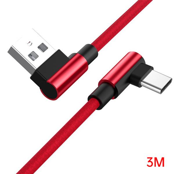 Разъем под углом 90 градусов Не спутывающийся телефонный кабель Micro USB Type C Быстрое зарядное устройство для зарядки Нейлоновый шнур Провод