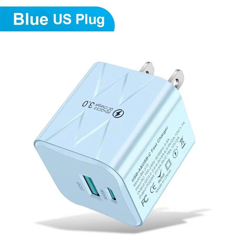 Быстрая зарядка PD 25 Вт USB C для iPhone 15 Pro Max Xiaomi 14 Oneplus EU US Мини 2 порта Дорожная вилка Адаптер для быстрой зарядки телефона