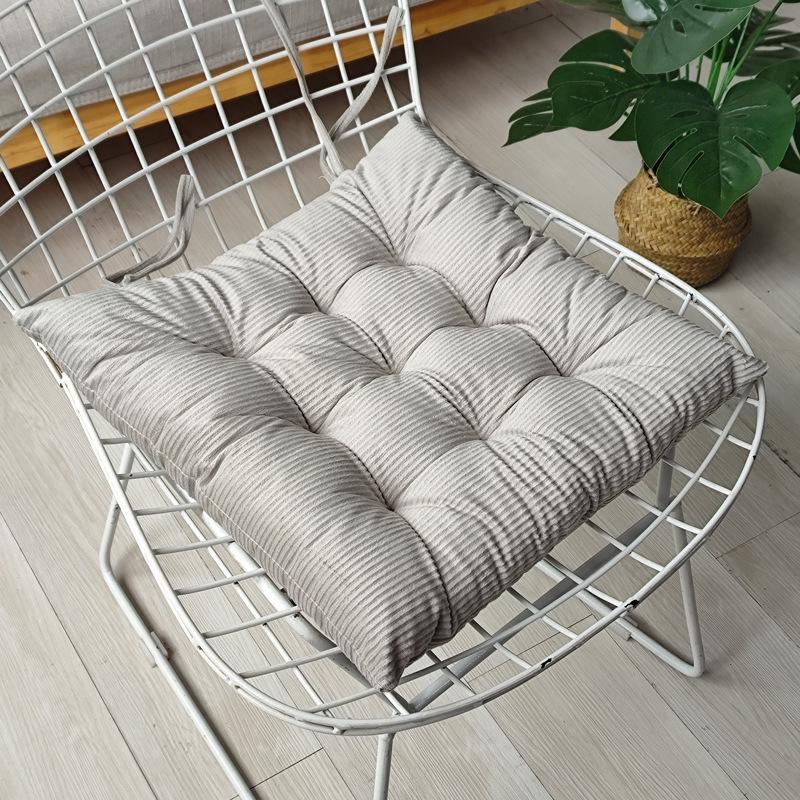 Warm Corduroy Strap Chair Cushion - Solid Color, Comfortable Chair Pad for Autumn and Winter