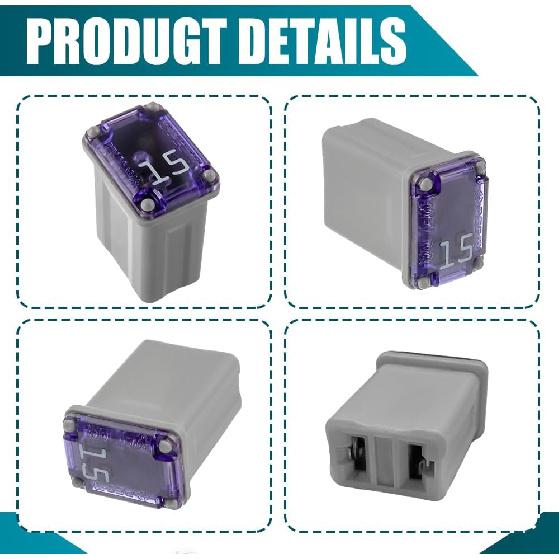 10PCS 15 Amp Micro Cartridge Fuses, Auto Fuse, Automotive Low Profile Mini Box Shaped Fuse, Universal Cars Cartridge Fuses Automotive Kit Car