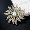 Trendy Rhinestone Sunflower Brooches For Women Luxury Design Classic Gold Color Personality Metal Brooch Pins Jewelry Gift