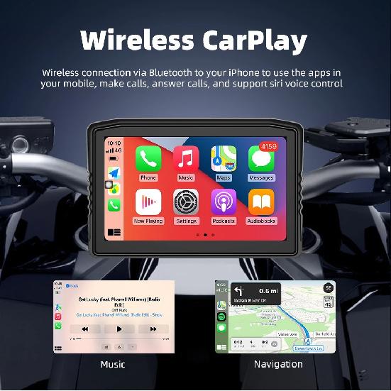 EKIY 6.25 inch Portable Gps Navigation Motorcycle Navigator Wireless CarPlay Android Auto With Bluetooth Ipx6 Waterproof HD IPS