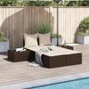 VidaXL Double Sun Lounger with Brown Braided Resin Cushions, Sun Lounger, Outdoor Sun Lounger, Daybed of 368390
