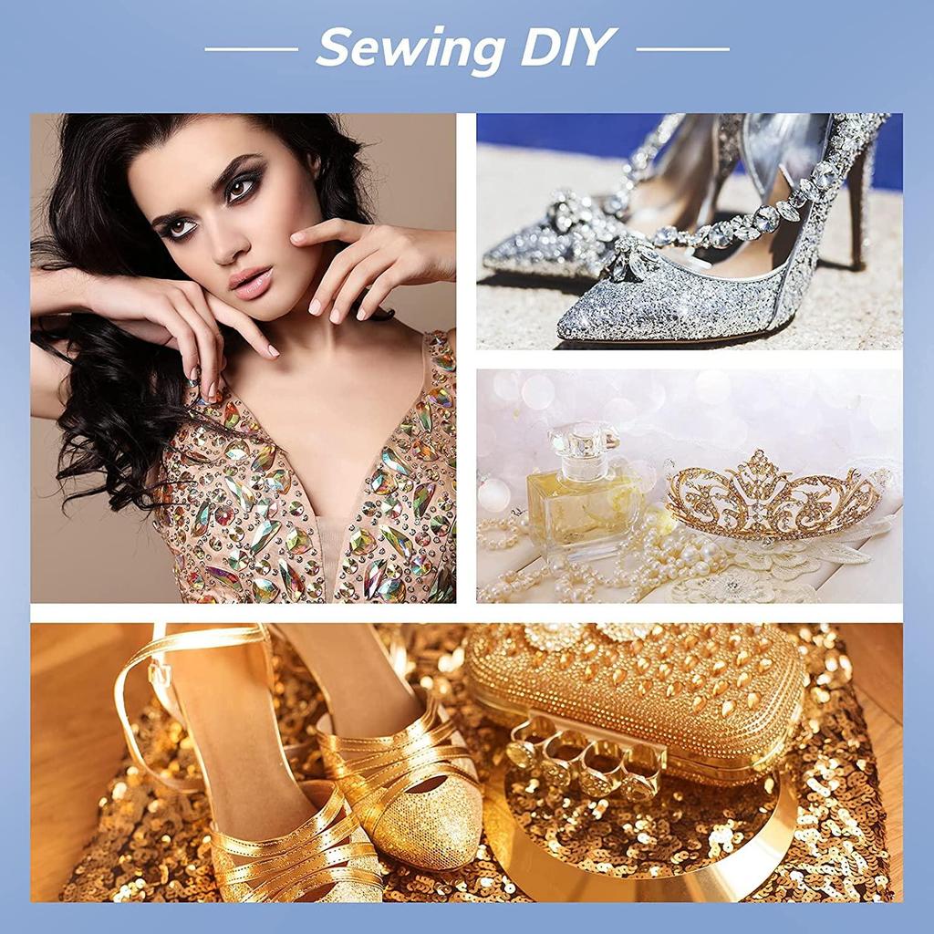 50 шт., пришивные стразы с когтями, хрустальные стразы с плоской задней частью, металлические зубцы, стразы, акриловое стекло, швейные драгоценные камни