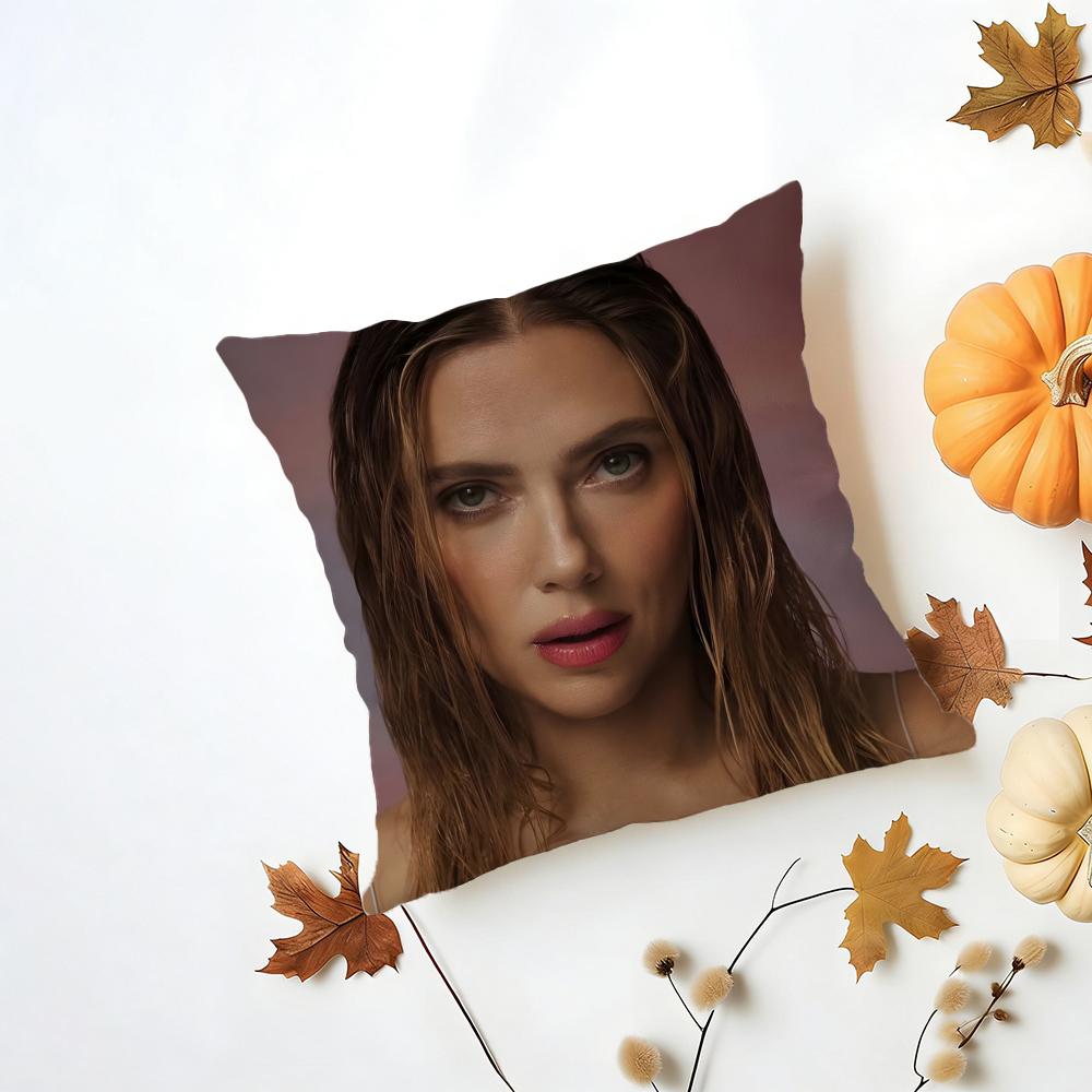SScarlett Johansson Cushion Cover Washable Linen Pillowcase Soft for Daily Sofa Bed Home Room Decor