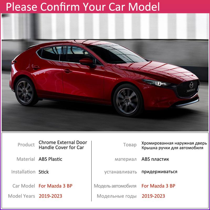 For Mazda 3 BP      Gloss Black Smart Door Handle Cover Trim Stickers Protective Car Exterior Accessories