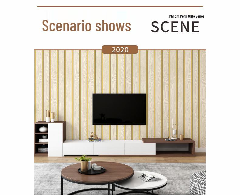 3D ПВХ Обои под Дерево с Решеткой для Спальни, Гостиной или Кабинета