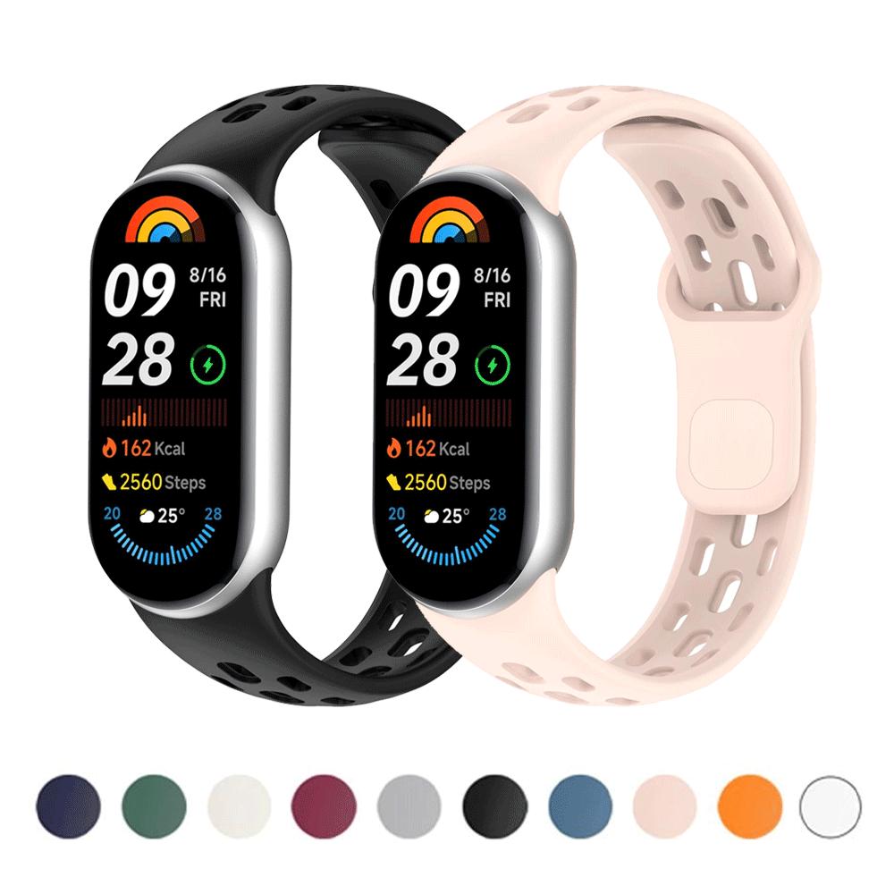 Силиконовый ремешок для Xiaomi Mi Band 10 Аксессуары Спортивный дышащий Браслет Наручный ремешок pulseira correa для Xiaomi Mi band 9 8