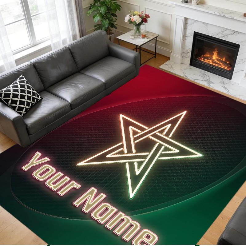 Crystal Velvet Rug Custom Name Text, Soft Non Slip Floor Mat Home DecorMorocco Football