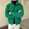 Men's Autumn and Winter Solid Color Half High Neck Cozy Knit Jacket Long Sleeve Simple Jacket