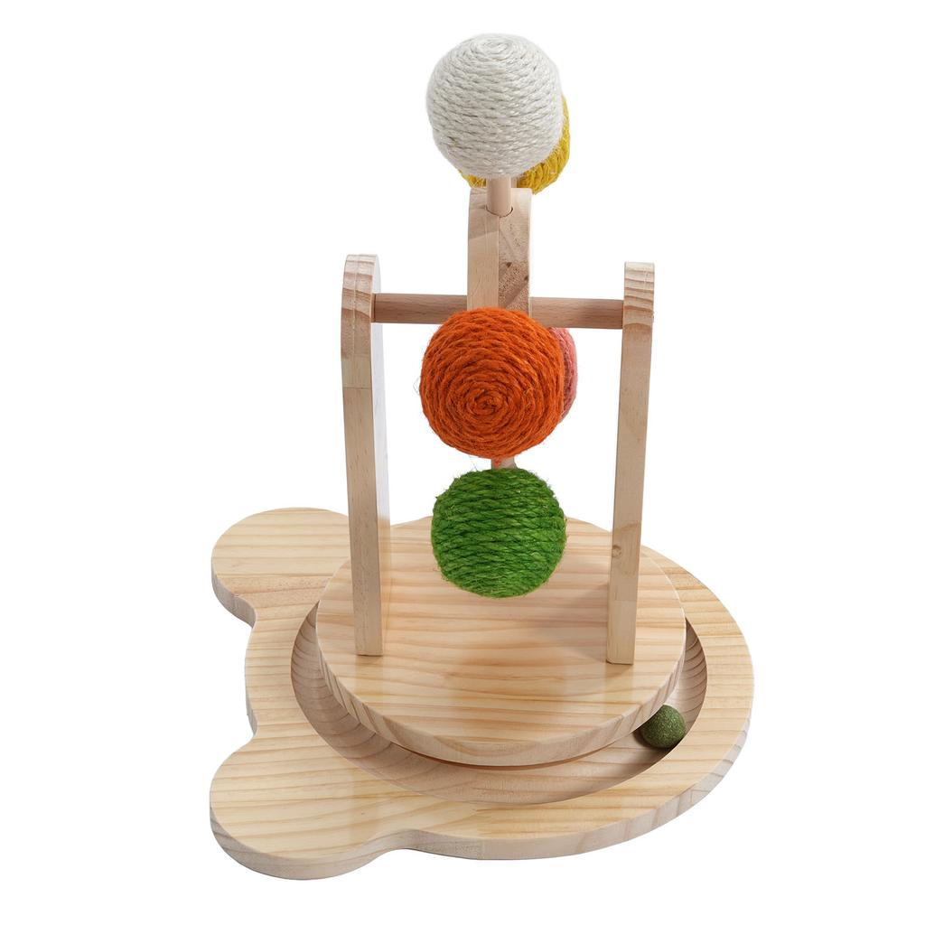 Деревянная основа для проигрывателя Игрушка-шарик для кошки Саморазвлечение Прочная конструкция Интерактивная когтеточка для кошек