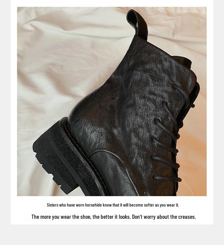 Женские короткие ботинки Martin Grape Mom из высококачественной мытой кожи с круглым носком, толстой подошвой и шнуровкой в британском стиле