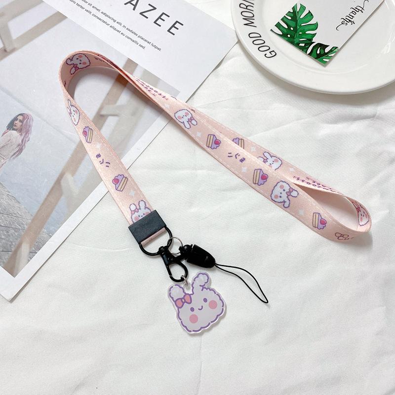 Cartoon Mobile Phone Lanyard, Cute Pendant, Wide And Flat Braided Belt, Lanyard, Key, Badge, Card Cover, Neck Lanyard.