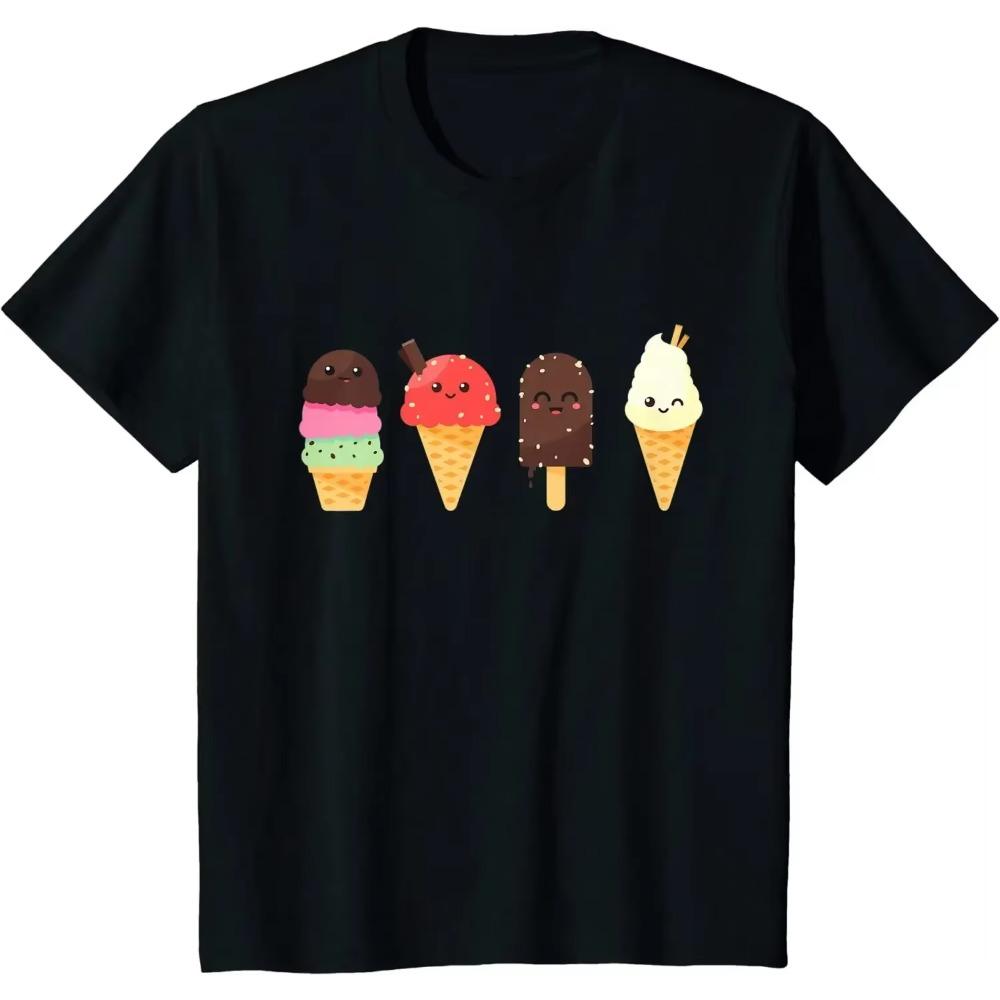 Мультяшные футболки для любителей мороженого на лето, мужская одежда, повседневные хлопковые футболки на каждый день, на все четыре сезона, оверсайз футболка S-6XL