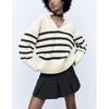 Lazy Autumn New Fashion Polo Collar Striped Pullover