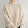 Кашемировый вязаный свитер с воротником большого размера, женский зимний утепленный однотонный базовый пуловер, женский повседневный мягкий джемпер с длинными рукавами