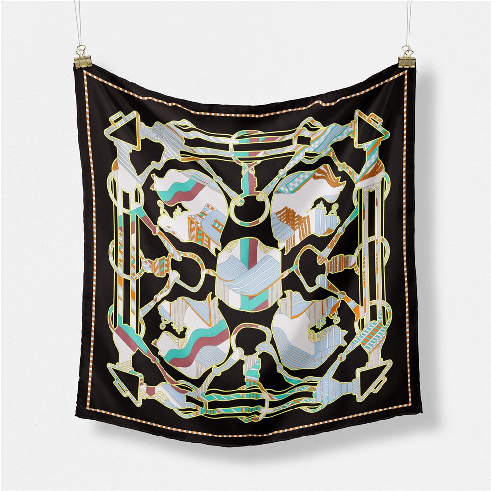 Twill Silk Scarf Women Indian Tiger Print Square Scarves Wraps Bandana Small Hijabs Silk Foulards Tie Headband Neckerchief 53CM