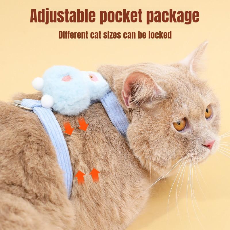 Набор шлейки, поводка и ошейника для кошки, регулируемая мультяшная пчела, двухслойная шлейка для собаки, для маленьких и средних питомцев, аксессуары для ошейника